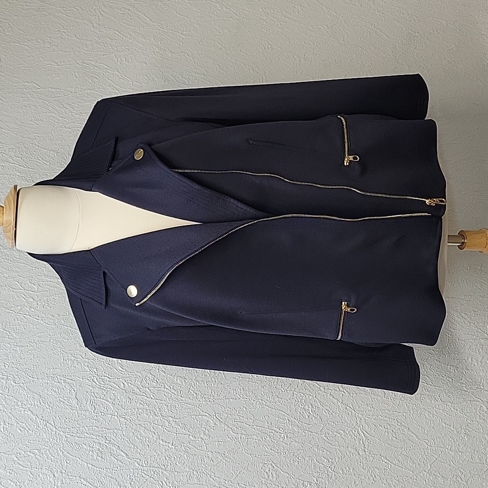 Jones New York Navy Zip Up Moto Jacket Blazer | Size 22
